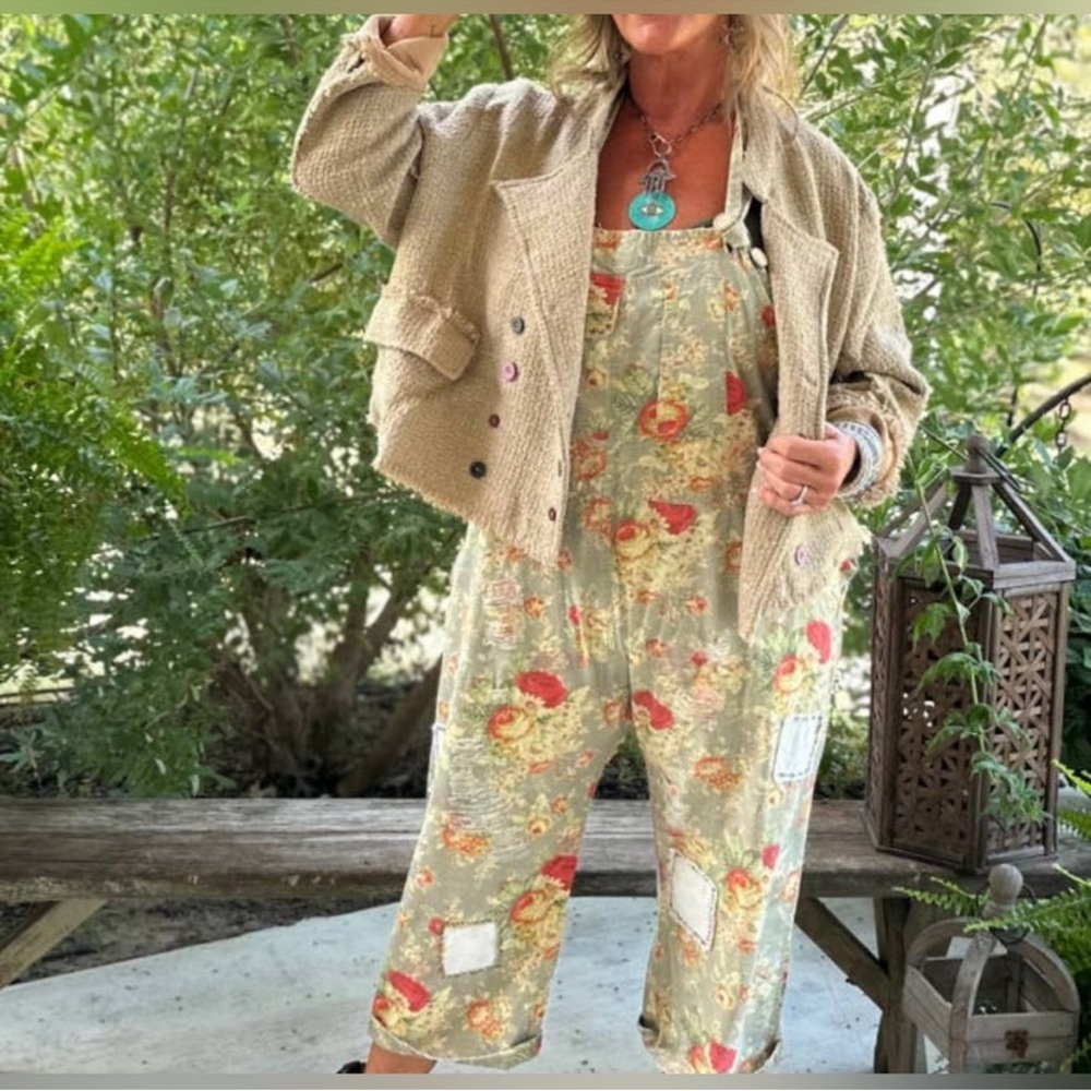 Jaded Gypsy Endless Travels Overalls, Floral Meadow, O/S NWT